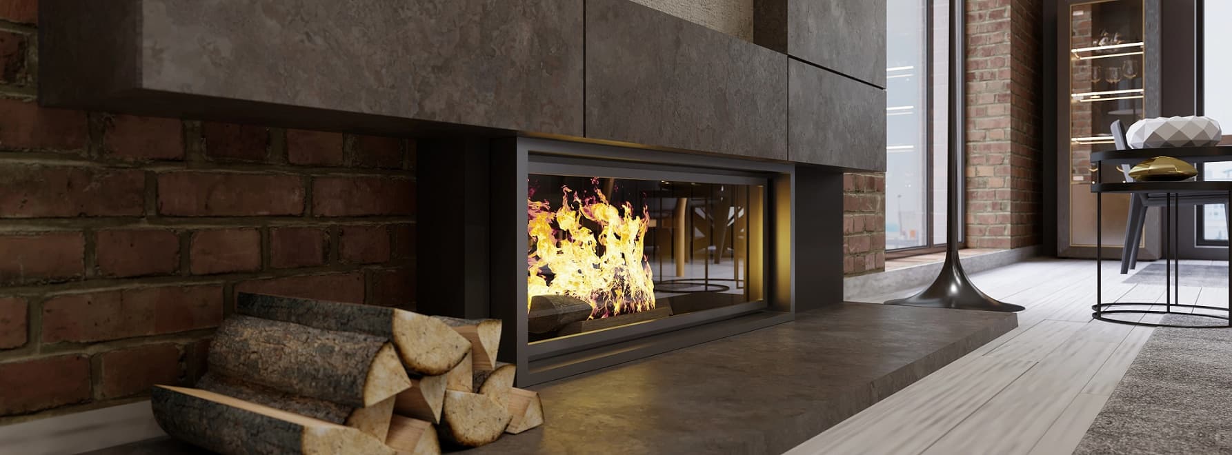 Fireplace installation detail